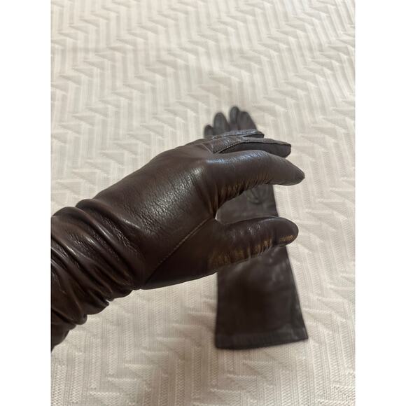 Vintage brown leather mid arm length gloves size 7 - Picture 5 of 8